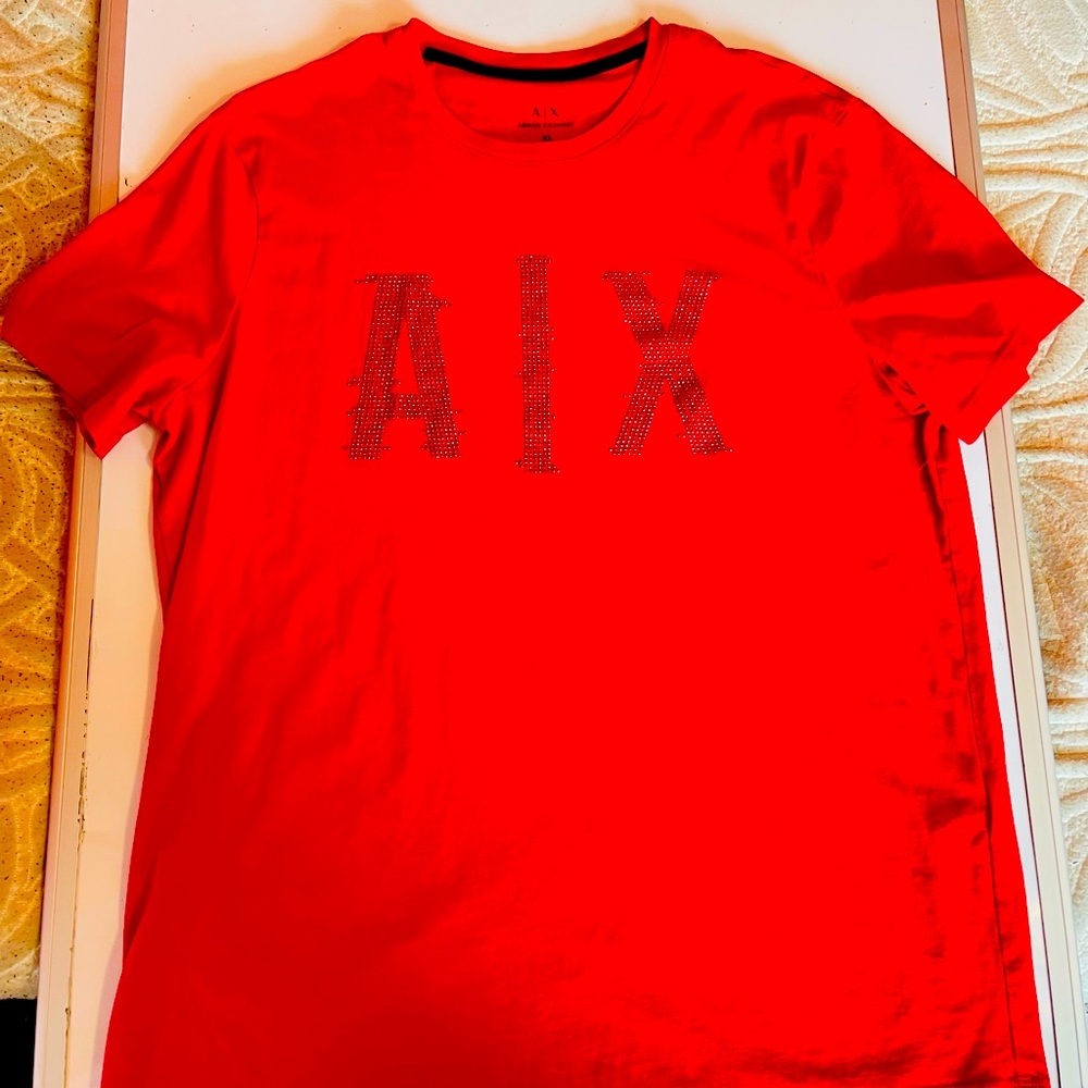 Mens Armani Exchange Red Graphic T Shirt size XL